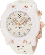 Glam Rock Women's GR61100-NSX Crazy Sexy Cool Diamond Accented Chronograph White Dial White Leather Watch