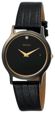 Seiko Men's SKP333 Dress Black Leather Strap Watch