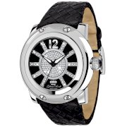 Glam Rock Women's GR10046 Miami Collection Diamond Accented Black Leather Watch