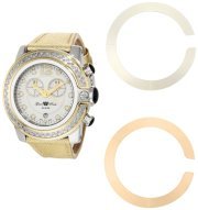 Glam Rock Women's GR32189D SoBe Chronograph Diamond Accented White Dial Gold Leather Watch