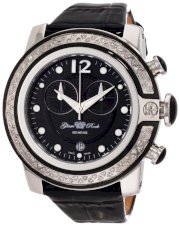 Glam Rock Women's GR32143D SoBe Chronograph Diamond Accented Black Dial Shiny Patented Leather Watch