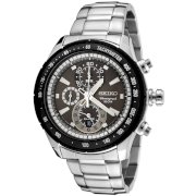 Seiko Men's SNAC89P Chronograph Silver Dial Stainless Steel Alarm Watch