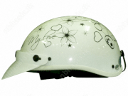 Mũ bảo hiểm ASIA - 105 Trắng - Tem Gấu hoa