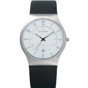 Skagen Men's 233XXLSLC Silver Calf Skin Quartz Watch with Silver Dial