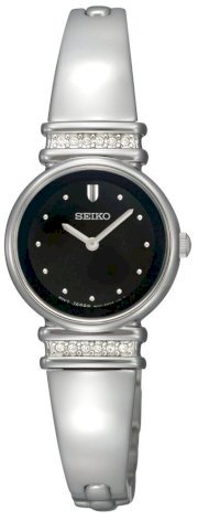 Seiko Women's SUJG31 Crystal Bangle Black Dial Watch