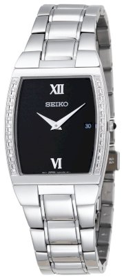 Seiko Men's SKP319 Diamond Dress Silver-Tone Watch