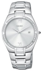 Seiko Men's SKP337 Diamond Dress Silver-Tone Watch