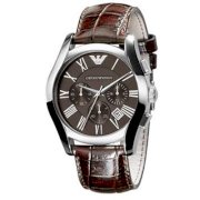 Emporio Armani Men's AR0671 Chronograph Brown Dial Brown Leather Watch 