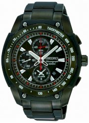 Seiko Men's SE-SNAD49P1 Motor Sports Black Dial Watch