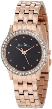 Lucien Piccard Women's 11696-RG-11 Monte Velan Black Textured Dial Rose Gold Ion-Plated Stainless Steel Watch