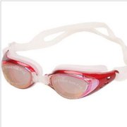 New Waterproof Fog Packed Ladies/Womens/Men Swimming Goggles Red + Glasses Case