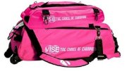 VISE Premium 3 Ball Tote Bowling Bag with Shoe Pocket and Tow Wheels PINK