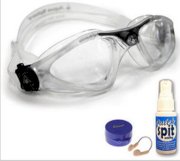 Aqua Sphere Kayenne Adult Swim Goggle with Nose Clip & Anti-fog, Swim Set
