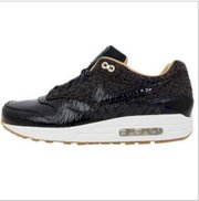 Nike Air Max 1 FB Woven WVN Black Gold Leopard 2013 Mens Running Shoes NSW 90