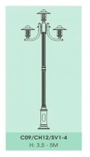 Cột đèn trang trí đế nhôm Slighting C09/CH12/SV1-4