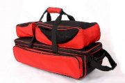 3 ball Rolling Bowling Bag Black Red with Detachable top pouches W 600 D 