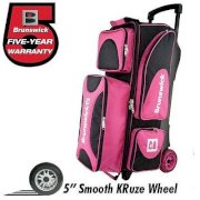Brunswick Flash X 3 Ball Roller Bowling Bag with Retractable Handle PINK