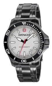 Wenger 641.107 Mens Sea Force Swiss Watch, White, Gunmetal Case and Bracelet