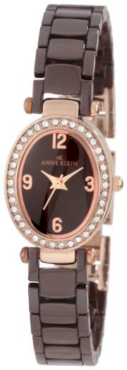 Đồng hồ AK Anne Klein Women's 10/9704RGBN Swarovski Crystal Accented Brown Ceramic Rosegold-tone Watch
