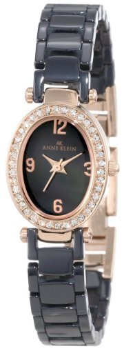 Đồng hồ AK Anne Klein Women's 10/9704RGBL Swarovski Crystal Accented Oval Rosegold-Tone Blue Ceramic Bracelet Watch
