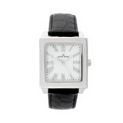 Đồng hồ AK Anne Klein Women's 108211MPBK Silver tone Black Croco-Grain Leather Watch