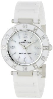 Đồng hồ AK Anne Klein Women's 109417WTWT Swarovski Crystal Accented Silver-Tone White Ceramic 