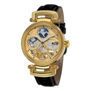 Stuhrling Original Men's 353A.333531 Special Reserve Emperor Magistrate Automatic Skeleton Dual Time Zone Gold Tone Watch 