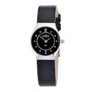Skagen Women's 233XSSLB Skagen Denmark Wo Black Dial with Black Leather Watch