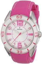 Festina Women's F16492/5 Pink Leather Quartz Watch with White Dial