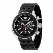 Emporio Armani Quartz, Black Dial with Black Link Bracelet - Men's Watch AR0547