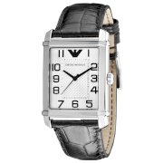Emporio Armani Men's AR0487 Digital Silver Dial and Black Strap Watch