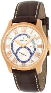 Festina Men's F16277/2 Retro-Second Stainless Steel and Gold Tone Leather Strap Watch