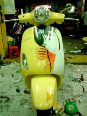 Dán decal xe Vespa LX bướm đuôi công lady