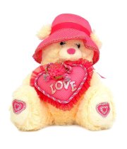 IGB Teddy Bear Cream with Rani Cap & Heart - 30 cm