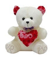 A-Maze White & Red Hearts Teddy-46 cm