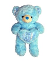 Full Moon Teddy With Heart Sky Blue (75 cm)