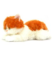 IGB White & Brown Lying Cat Soft Toy - 30 cm