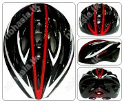 Mũ bảo hiểm xe đạp cao cấp ESSEN A80 - Đen sọc đỏ (Có đèn LED)
