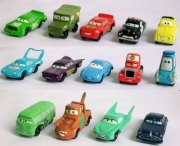 Unique Disney Cars 14 Piece Set of Mini Micro 1" Cars Including Sally, Sheriff, Ramon, Sarge, The King, Chick Hicks, Fillmore, Lugi, Guido, Flo, Hudson Hornet, Mater, McQueen and More - New in Individual Packages