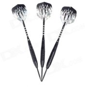 Fire Flame Pattern Tungsten-Plated Iron Darts for Dart Game - Black + Silver(3 PCS)