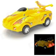 Mini Racing Car Toy Model with Airplane Wing / Music / Light - Yellow (3 x AA)