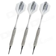 High Quality Iron Nickel-Plated Grilled Black Lacquer Soft Darts - Silver + Black (3 PCS)
