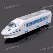 Rotatable CRH Train Toy with Light and Music - White + Blue (3 x AA)