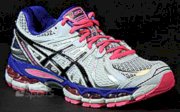 Asics Gel Nimbus 15 Womens Running Shoes (Pearl White-Black-Purple) 