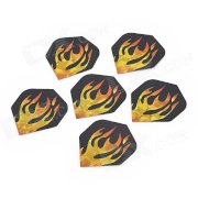 Stylish Flame Pattern PET Darts Tail Wings - Black + Yellow (6 PCS)