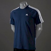 Adidas Essentials 3 Stripe Crew T-Shirt - Collegiate Navy/White