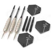 Professional Sharp Stainless Steel Darts Set - Black + Silver (3 PCS / ECG Pattern Flight)