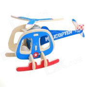 Robotime P240 DIY Wooden Mosaic Solar Energy Plane Transport Helicopter- Red+Yellow