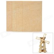 W130 DIY Intellectual Development Wooden Solar Windmill Toy - Yellow
