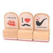 "Love" Theme Wooden Stamps Set (3 PCS)
